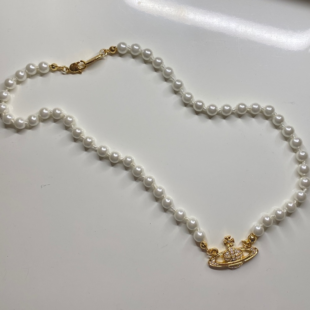 vividness westwood gold pearl orb necklace dupe!!